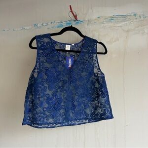 New Look Royal Blue Floral Lace Blouse